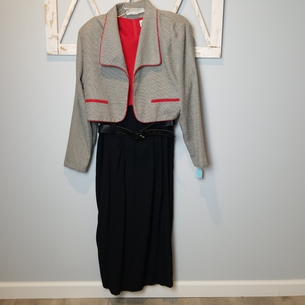 vintage houndstooth blazer dress 16